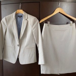 Cream and grey seersucker suit - Ann Taylor